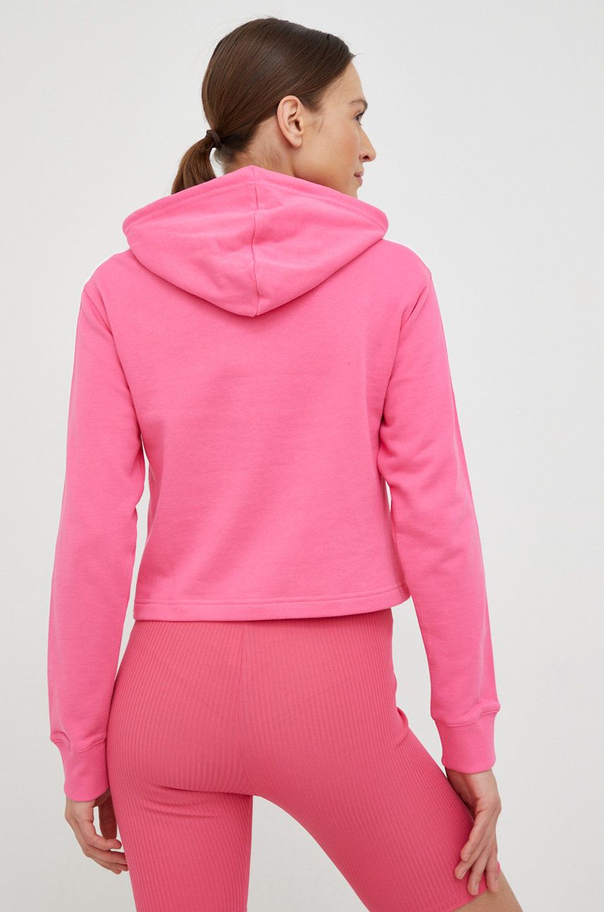 Adidas Hanorac De Bumbac Femei, Culoarea Roz, Cu Glugă, Cu Imprimeu