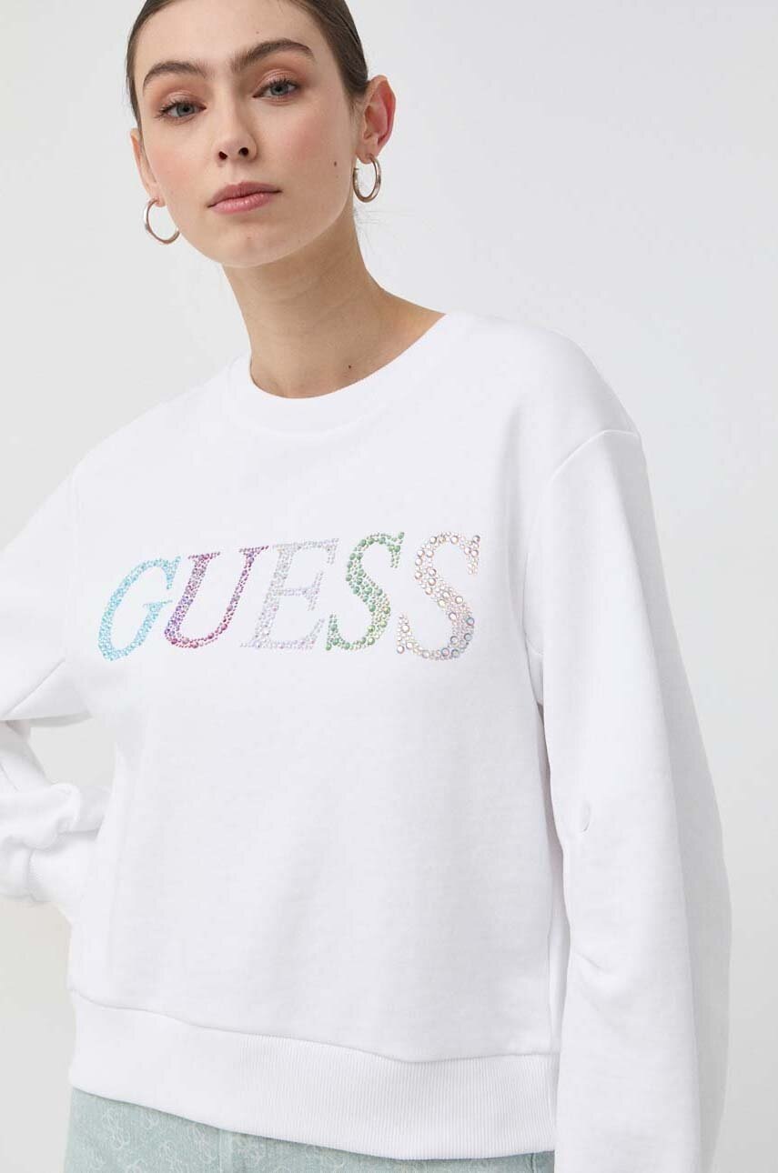 

Кофта Guess жіноча колір білий з аплікацією