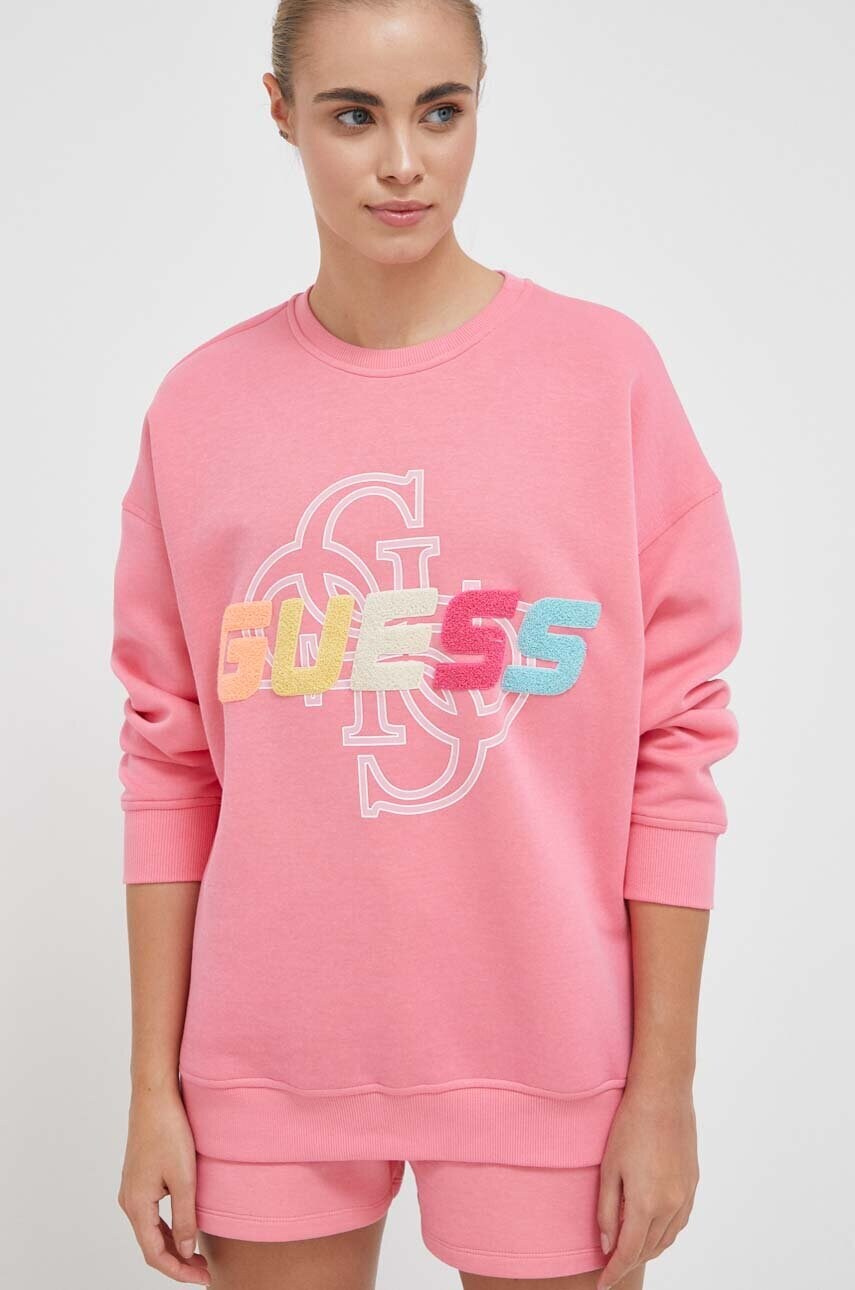 

Кофта Guess жіноча колір рожевий з аплікацією