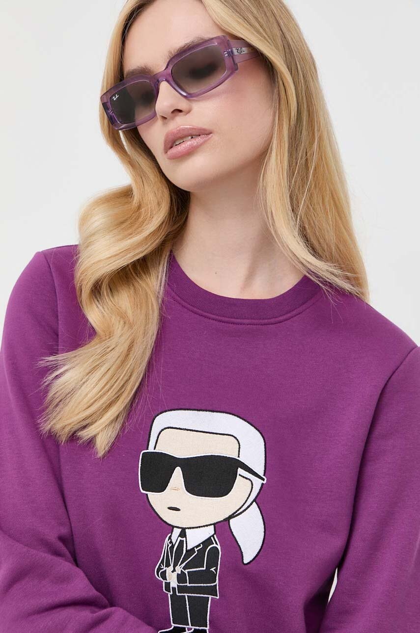 Karl Lagerfeld bluza femei, culoarea violet, cu imprimeu