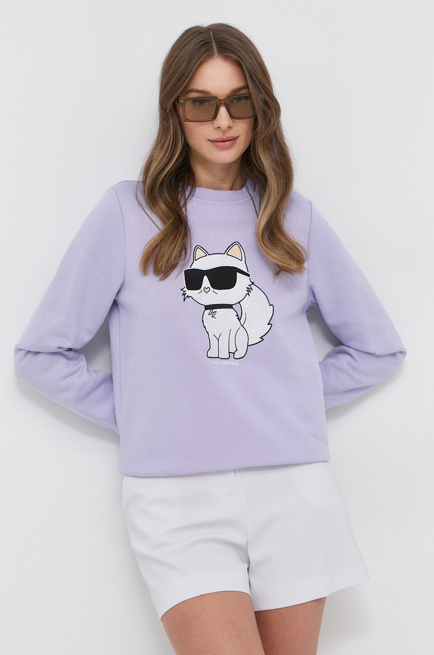 

Кофта Karl Lagerfeld женская цвет фиолетовый с аппликацией