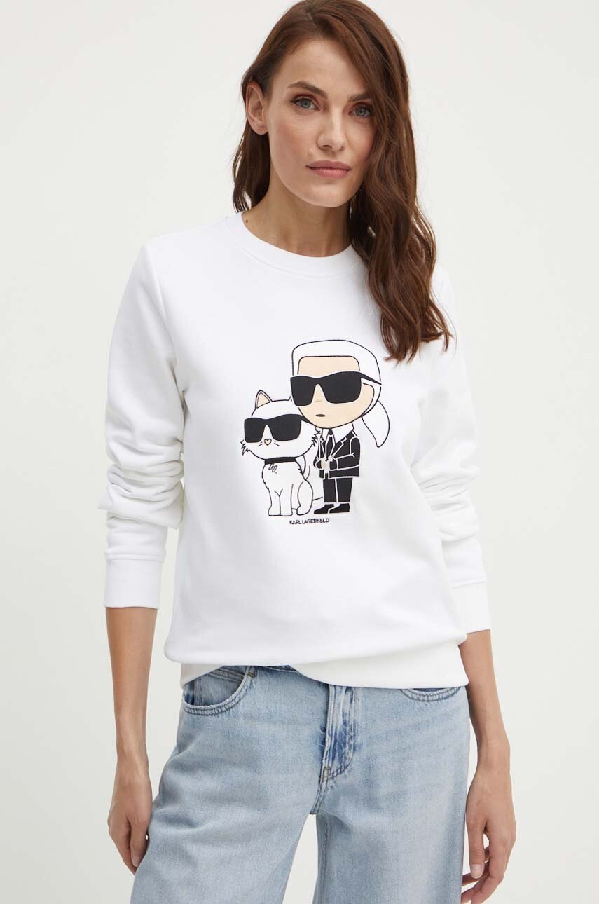 

Суичър Karl Lagerfeld в бяло с апликация, Бял