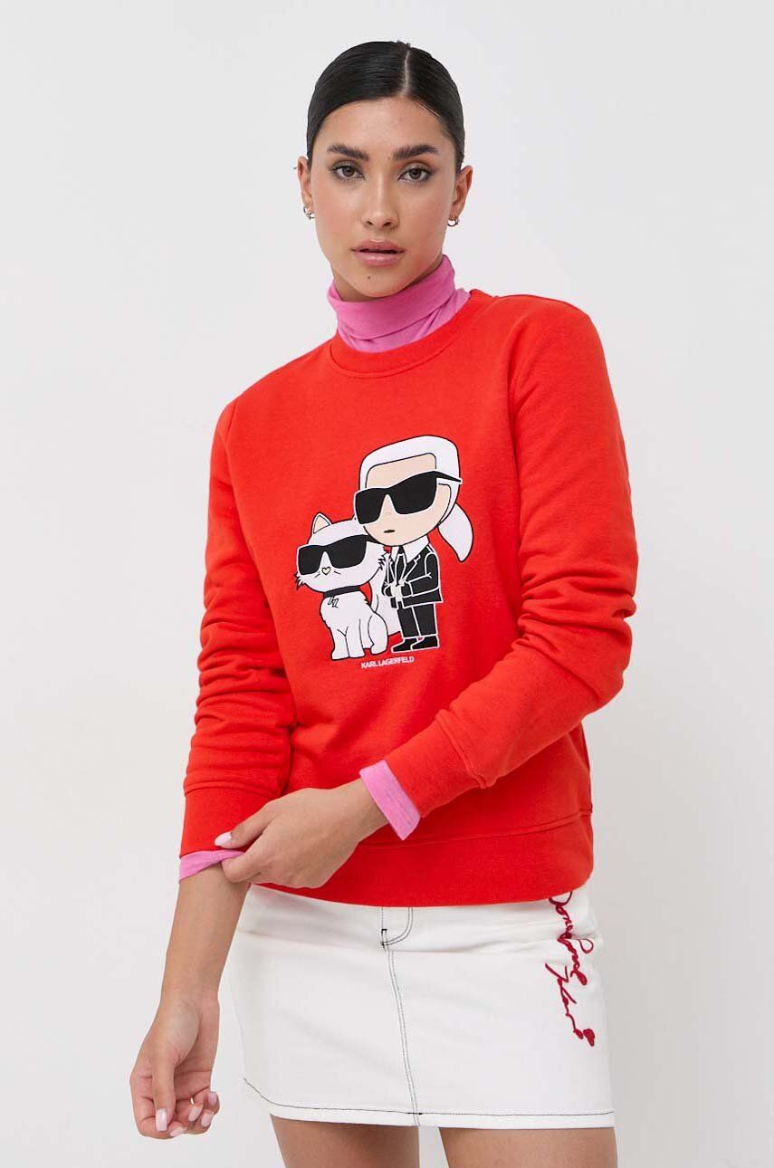 Karl Lagerfeld Bluza Femei, Culoarea Rosu, Cu Imprimeu