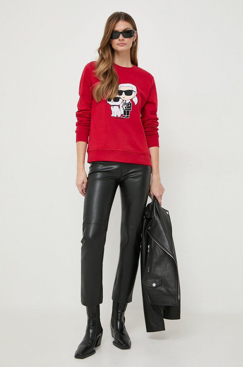 Levně Mikina Karl Lagerfeld dámská, červená barva, s aplikací