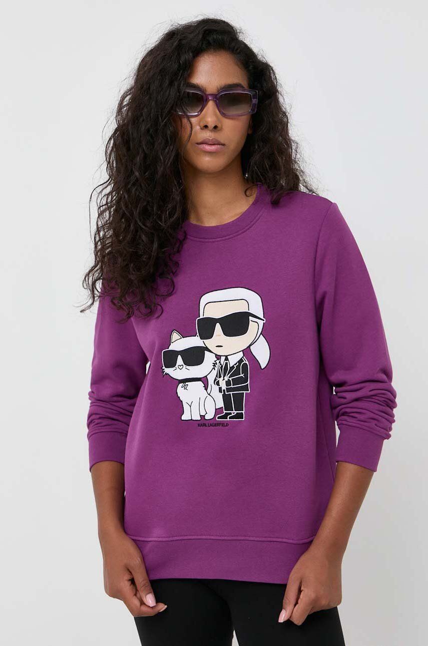 Karl Lagerfeld bluza femei, culoarea violet, cu imprimeu
