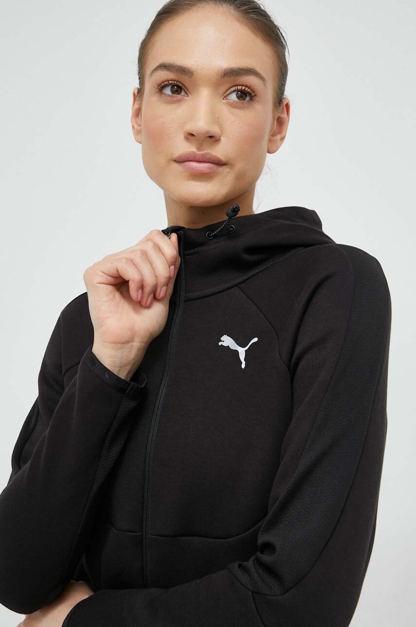 

Тренувальна кофта Puma Evostripe колір чорний з капюшоном однотонна