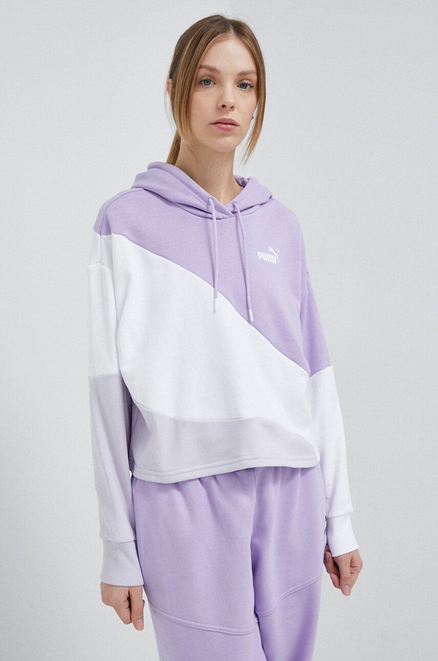 Puma Bluza Femei, Culoarea Violet, Cu Gluga, Modelator