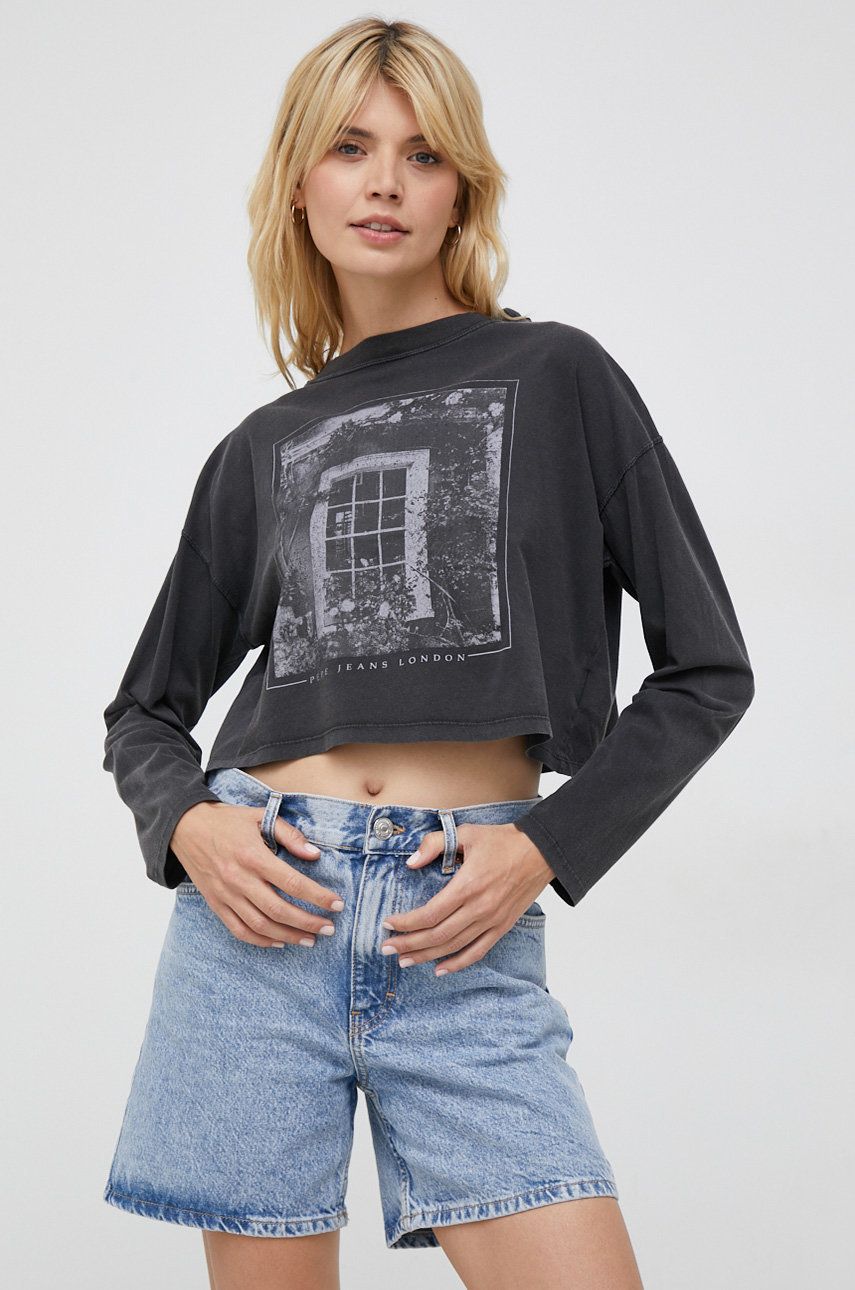 Pepe Jeans longsleeve bawełniany Lizzy kolor szary