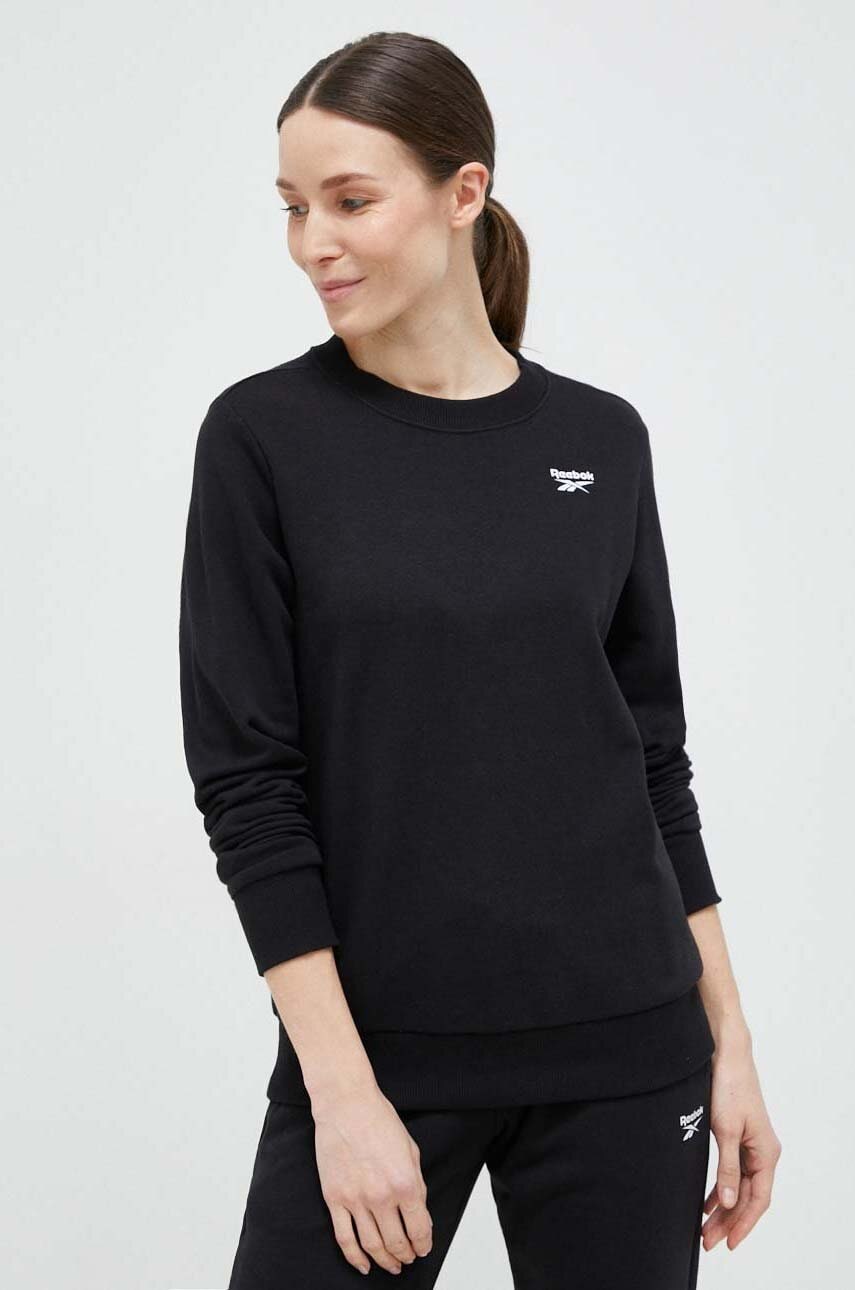Reebok bluza femei, culoarea negru, neted Reebok bluza femei, culoarea negru, neted