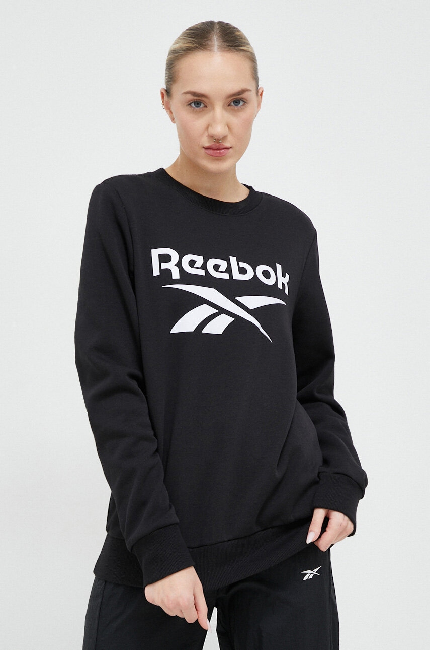 Reebok Bluza Femei, Culoarea Negru, Cu Imprimeu