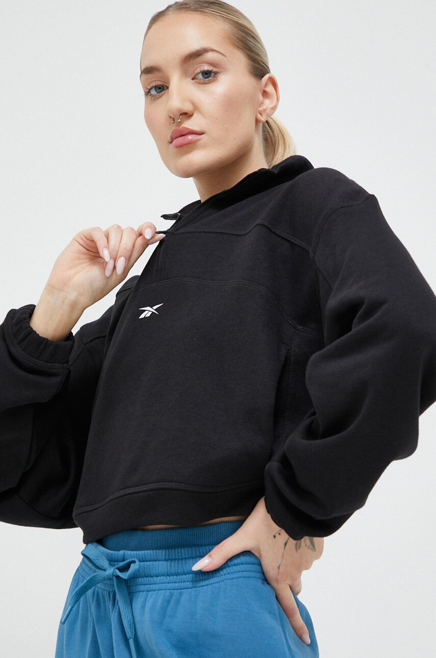 

Кофта Reebok жіноча колір чорний однотонна
