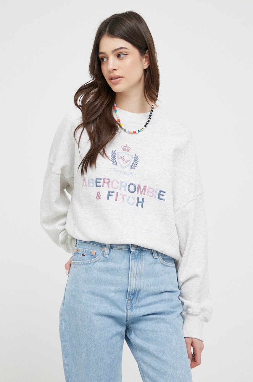 

Суичър Abercrombie & Fitch в сиво с апликация, Сив