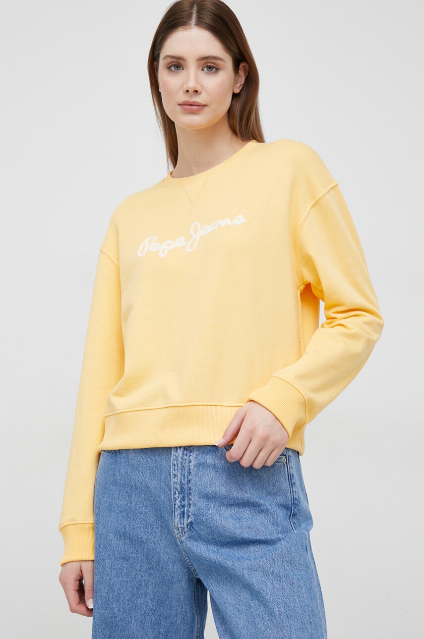 

Суичър Pepe Jeans Nanettes в жълто с апликация, Жълт