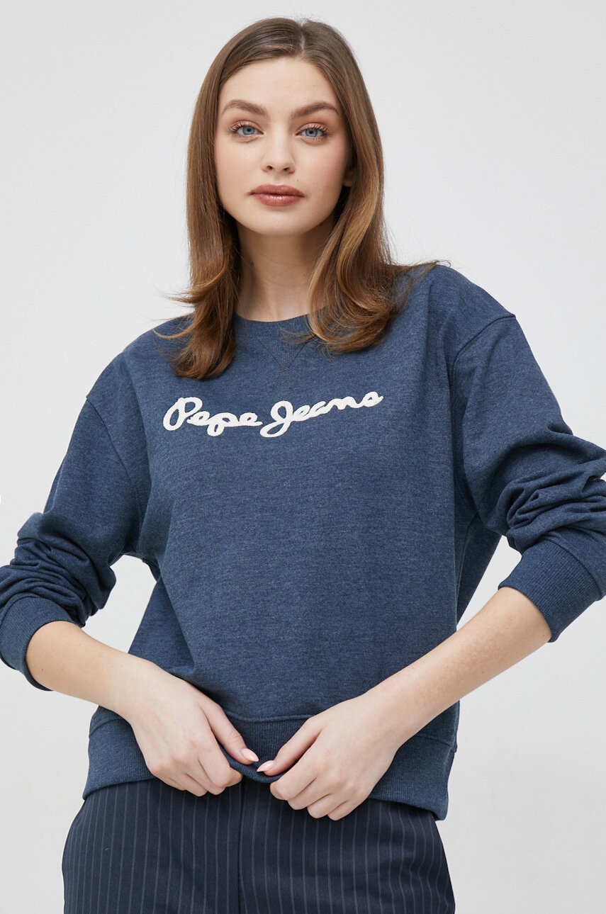 

Суичър Pepe Jeans Nanettes в тъмносиньо с апликация, Тъмносин