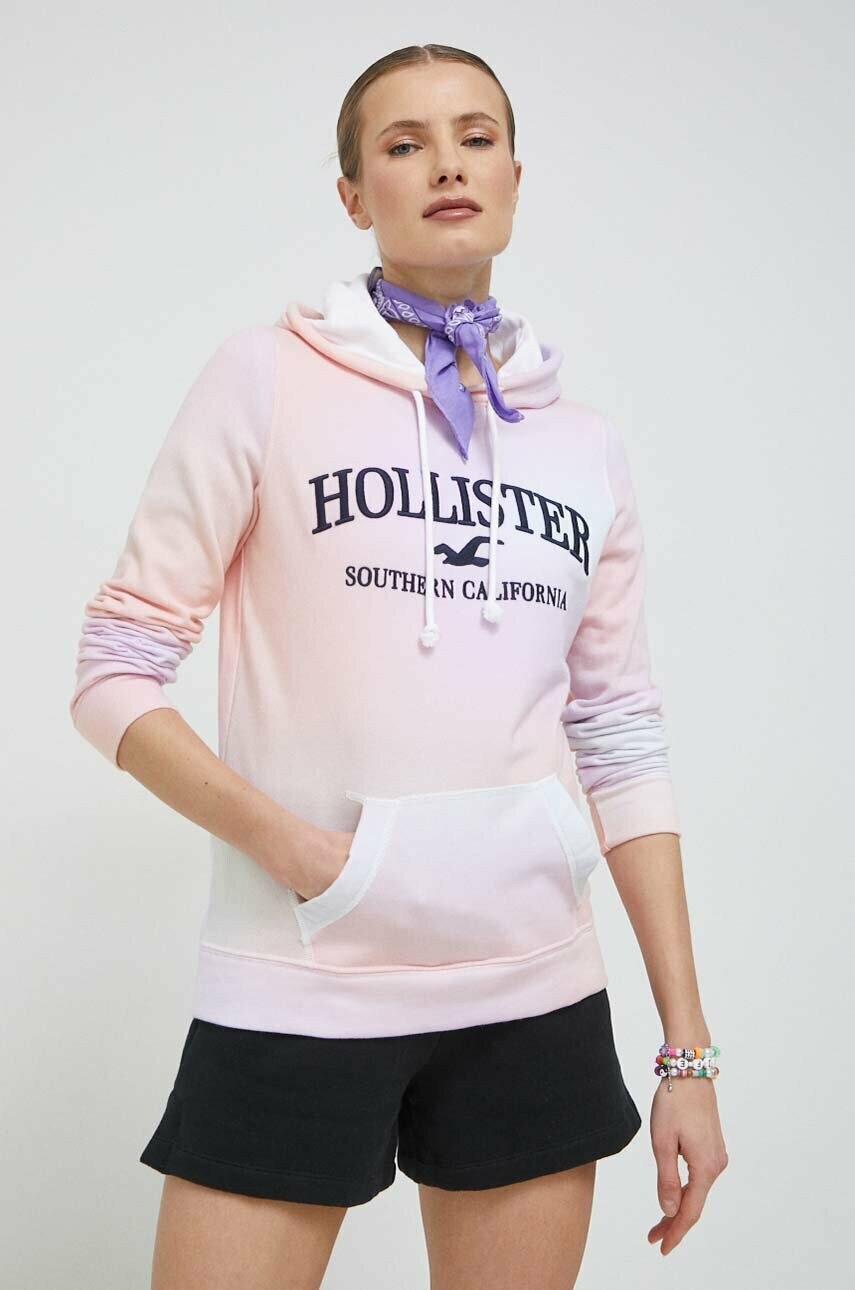 Hollister co. bluza femei, culoarea roz, cu glugă, modelator