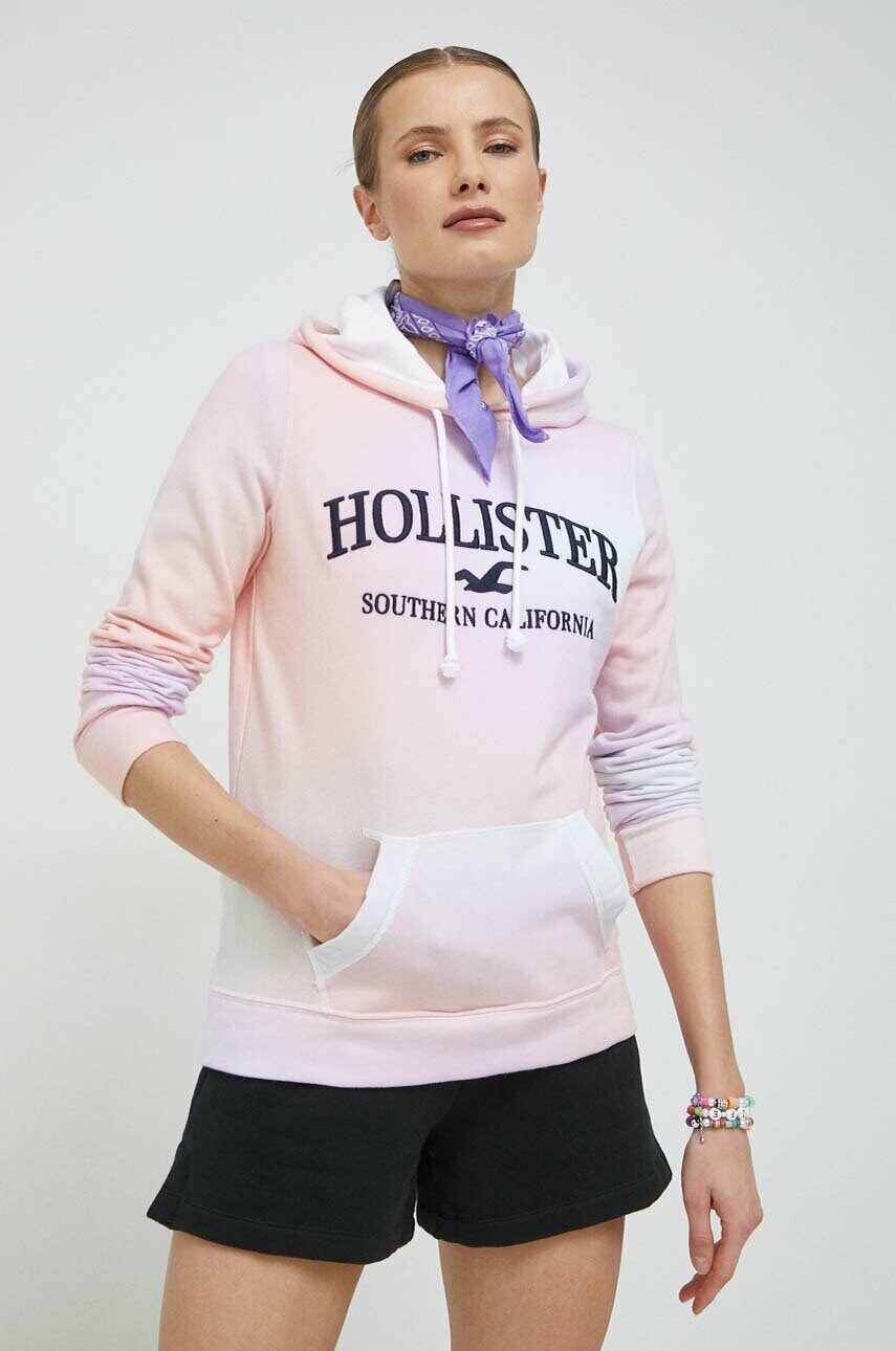 Hollister Co. Bluza Femei, Culoarea Roz, Cu Gluga, Modelator