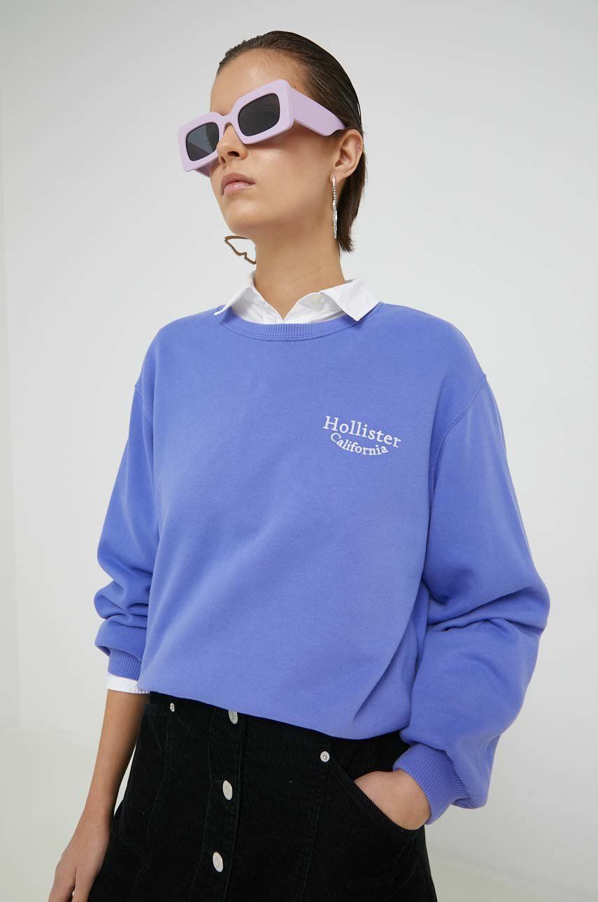 Hollister Co. bluza femei, culoarea violet, cu imprimeu answear.ro