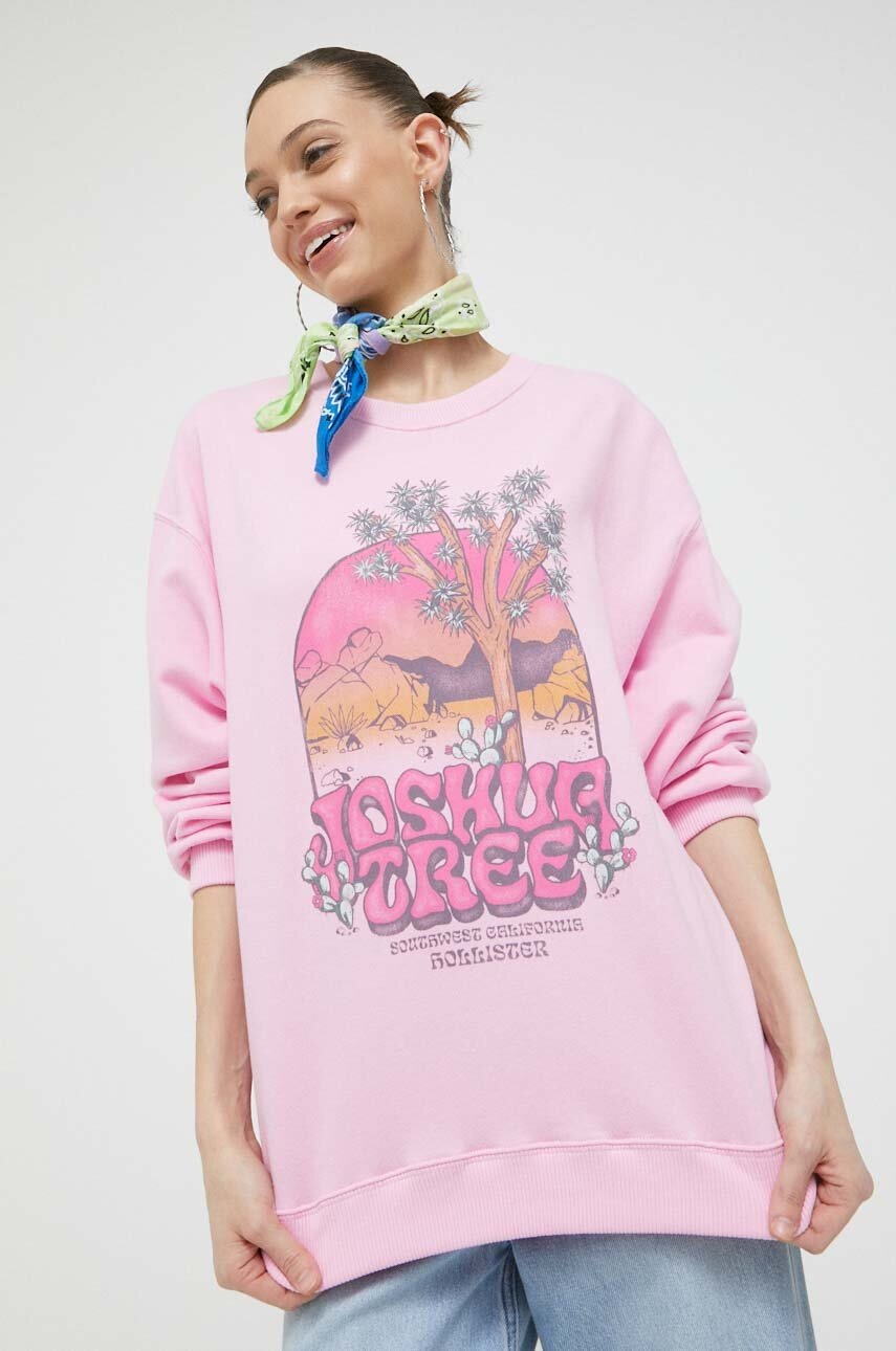 

Суичър Hollister Co. в розово с принт, Розов