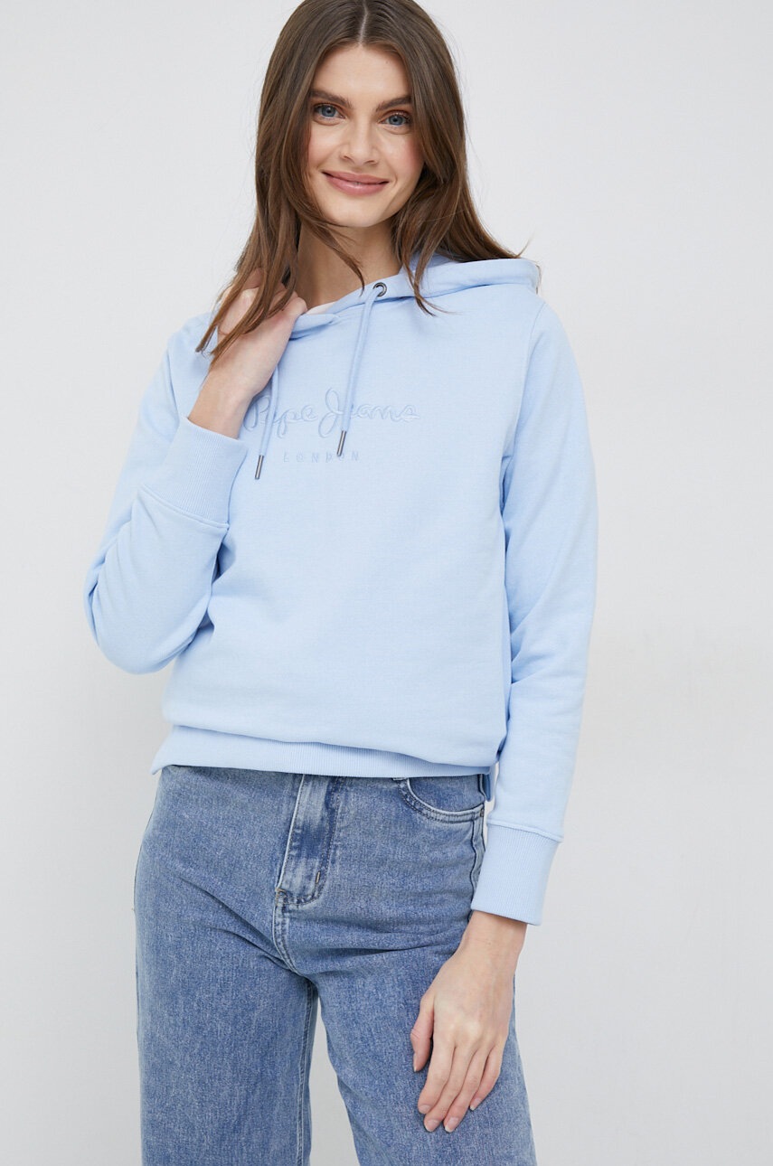 

Хлопковая кофта Pepe Jeans женская с капюшоном с принтом