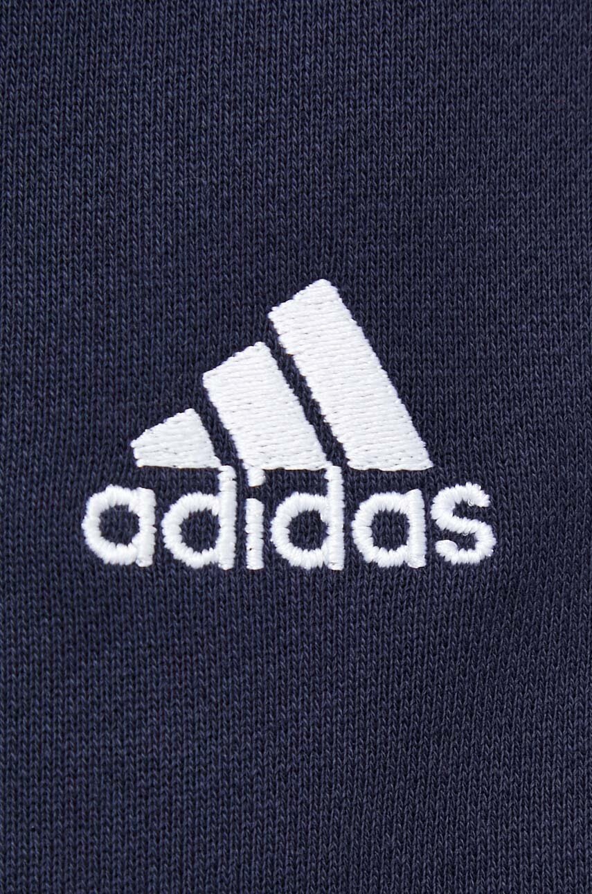 Кофта adidas жіноча колір синій з капюшоном з аплікацією 