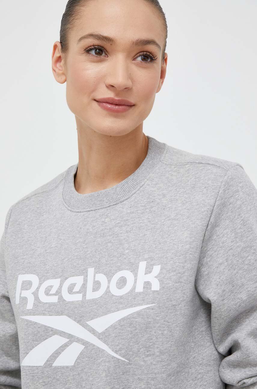 Reebok Bluza Femei, Culoarea Gri, Cu Imprimeu