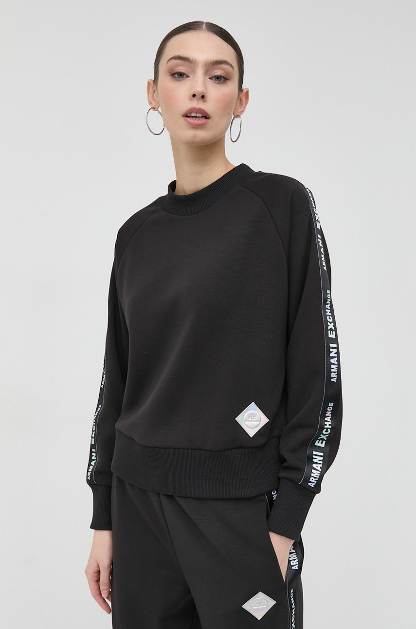 

Кофта Armani Exchange женская цвет чёрный с аппликацией