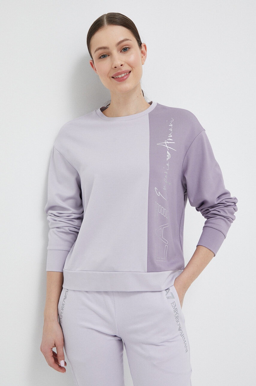 

Суичър EA7 Emporio Armani в лилаво с принт, Виолетов