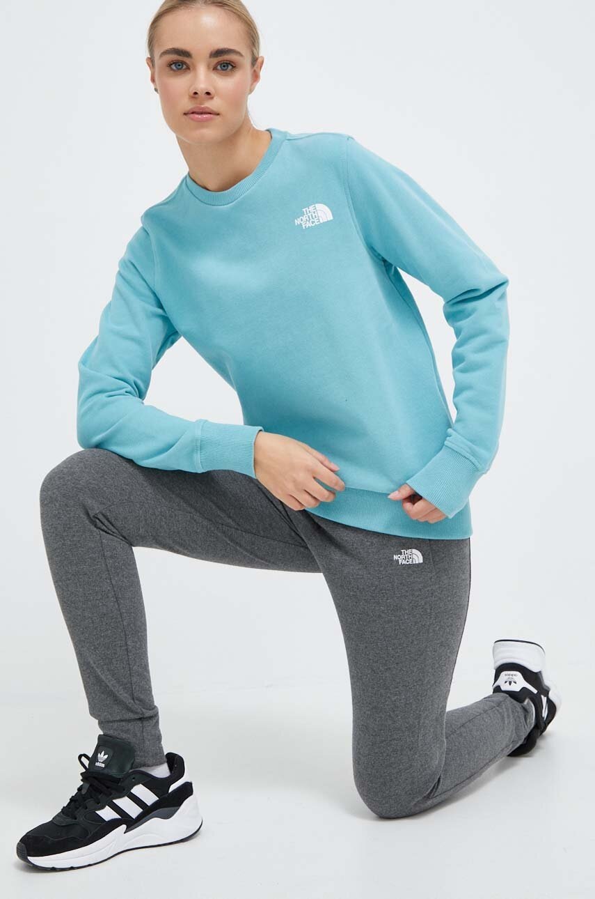 

Бавовняна кофта The North Face жіноча колір бірюзовий з принтом