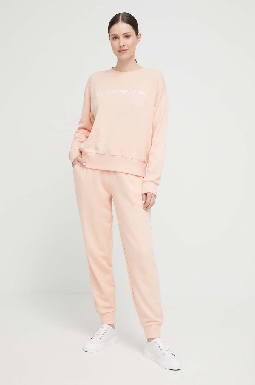 Emporio Armani Underwear bluză lounge culoarea roz, cu imprimeu answear.ro