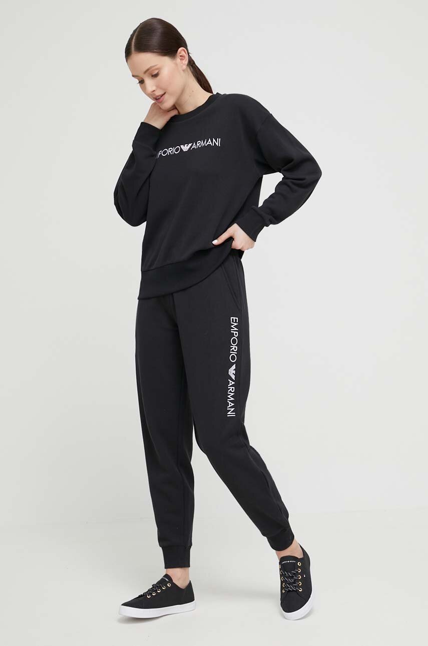 

Кофта лаунж Emporio Armani Underwear колір чорний з принтом