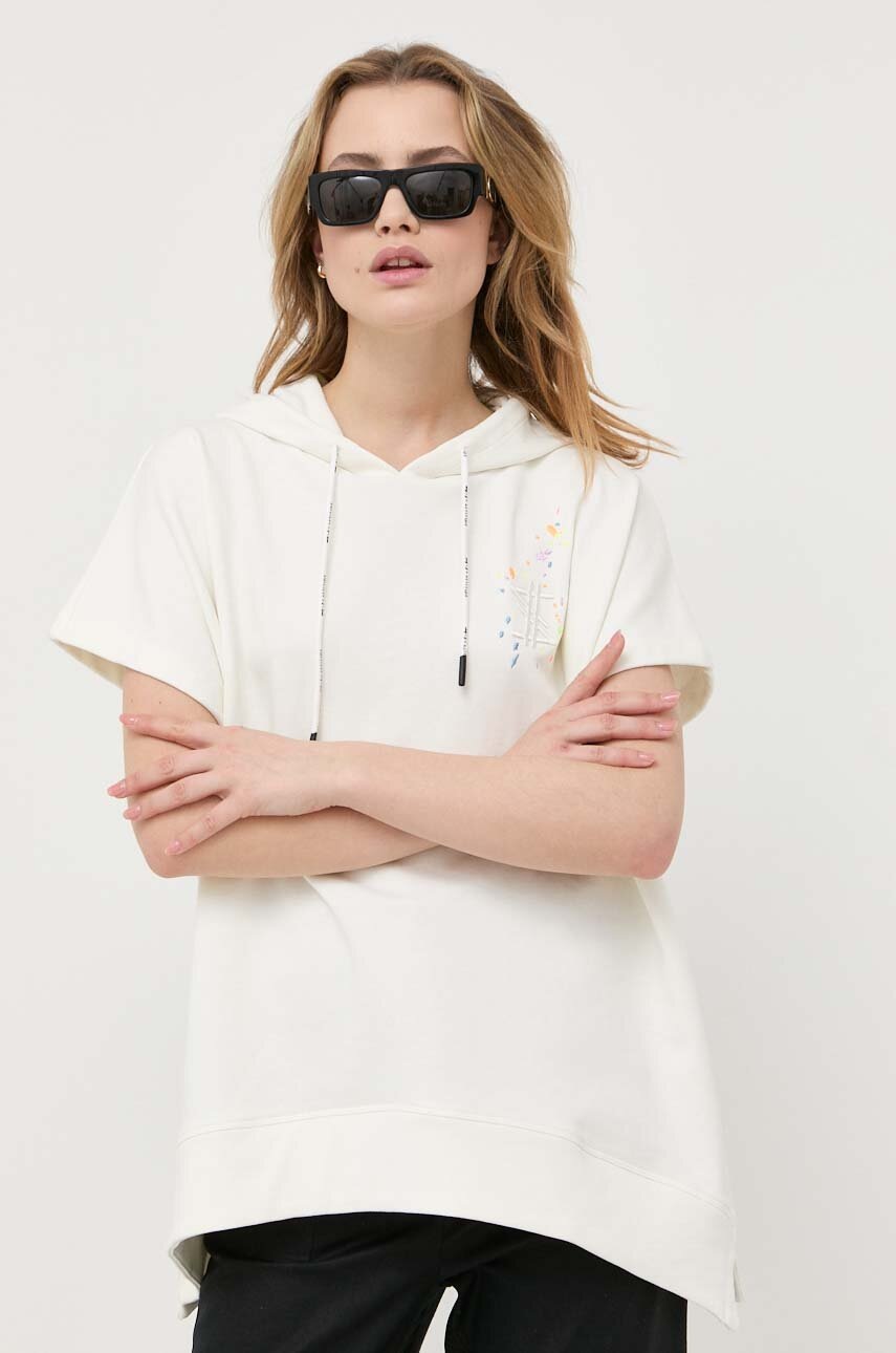 

Кофта Twinset Twinset x MyFo женская цвет бежевый с капюшоном с аппликацией