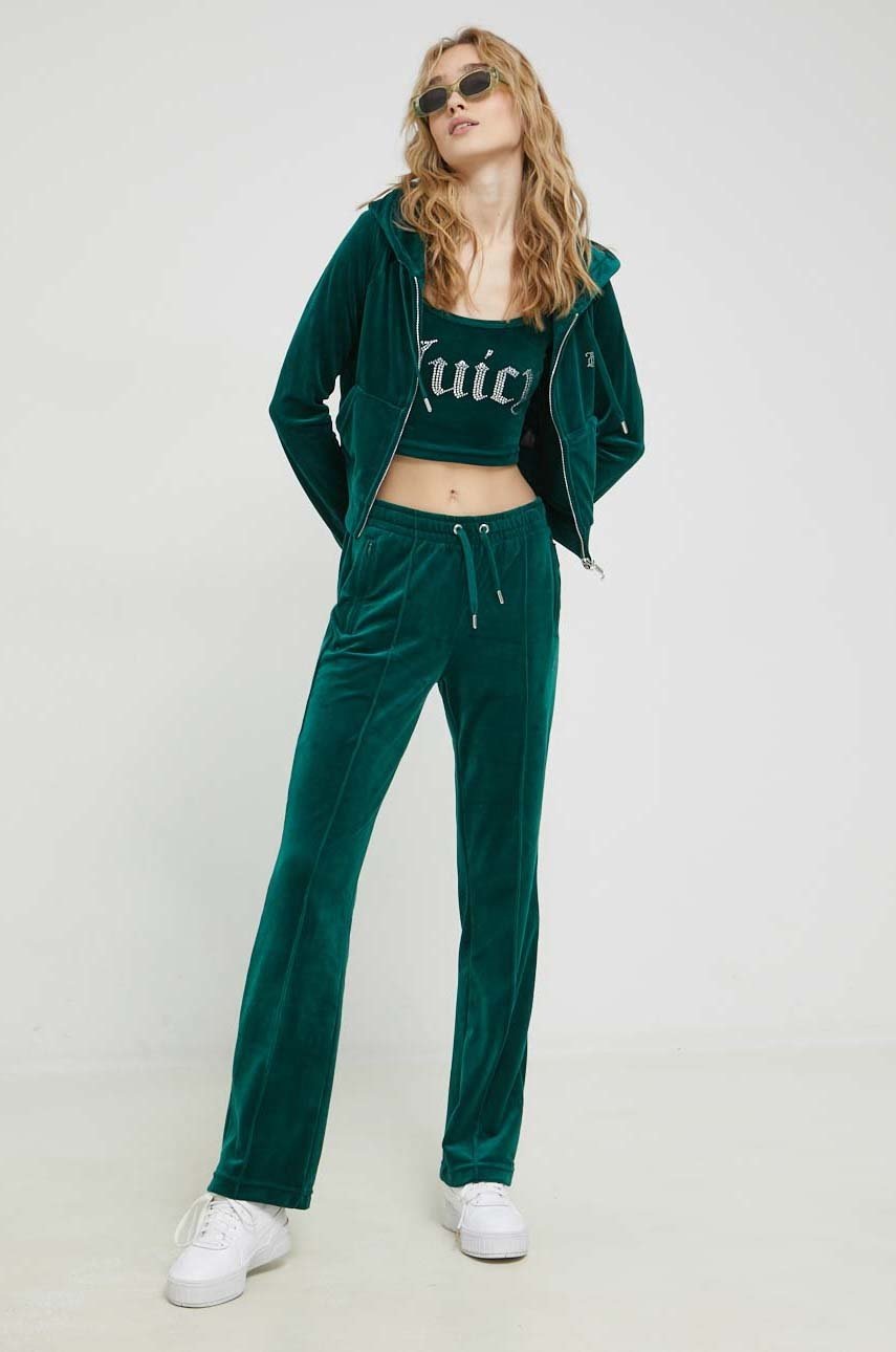 

Кофта Juicy Couture Madison жіноча колір зелений з капюшоном з аплікацією