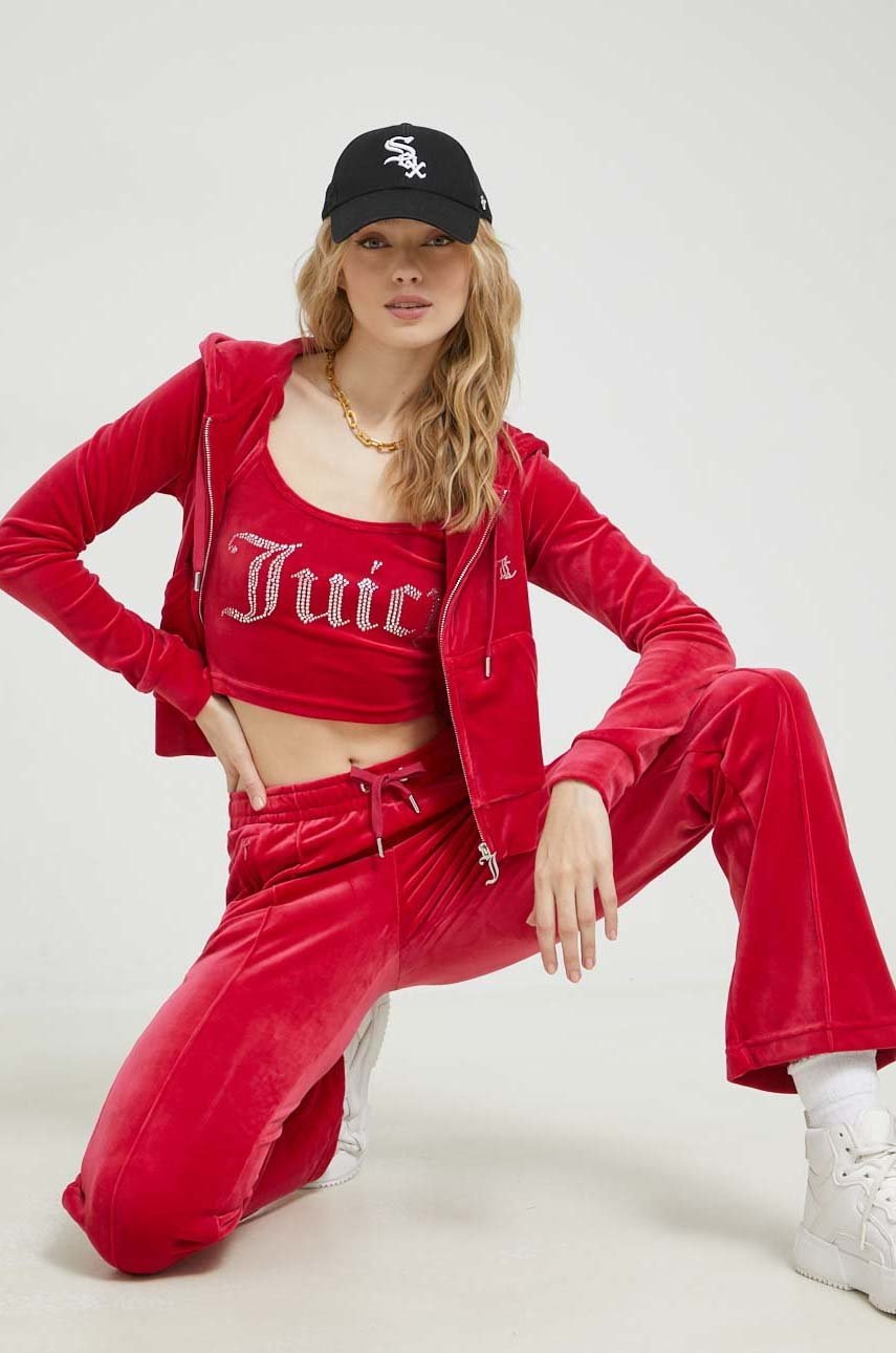 

Кофта Juicy Couture Madison жіноча колір рожевий з капюшоном з аплікацією
