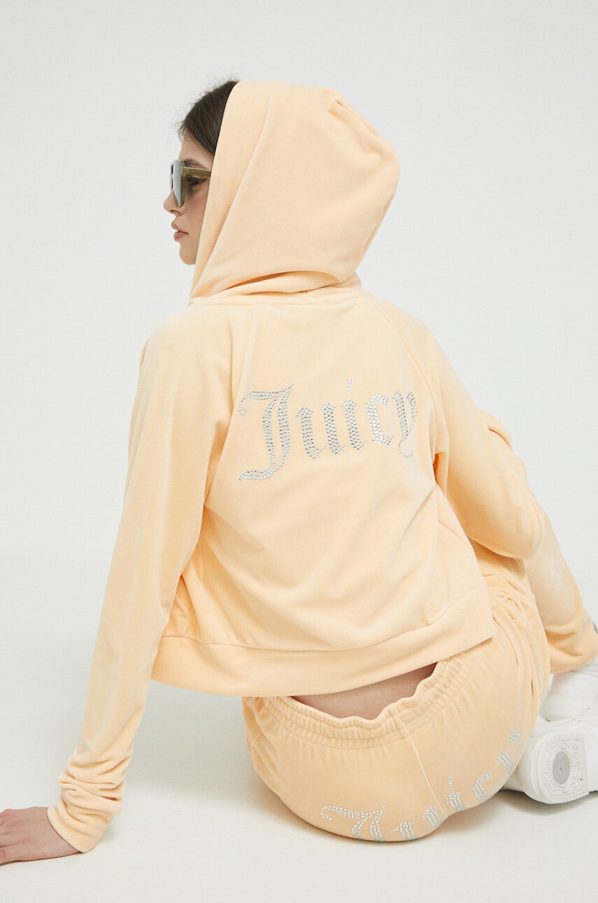 

Кофта Juicy Couture Madison жіноча колір помаранчевий з капюшоном з аплікацією