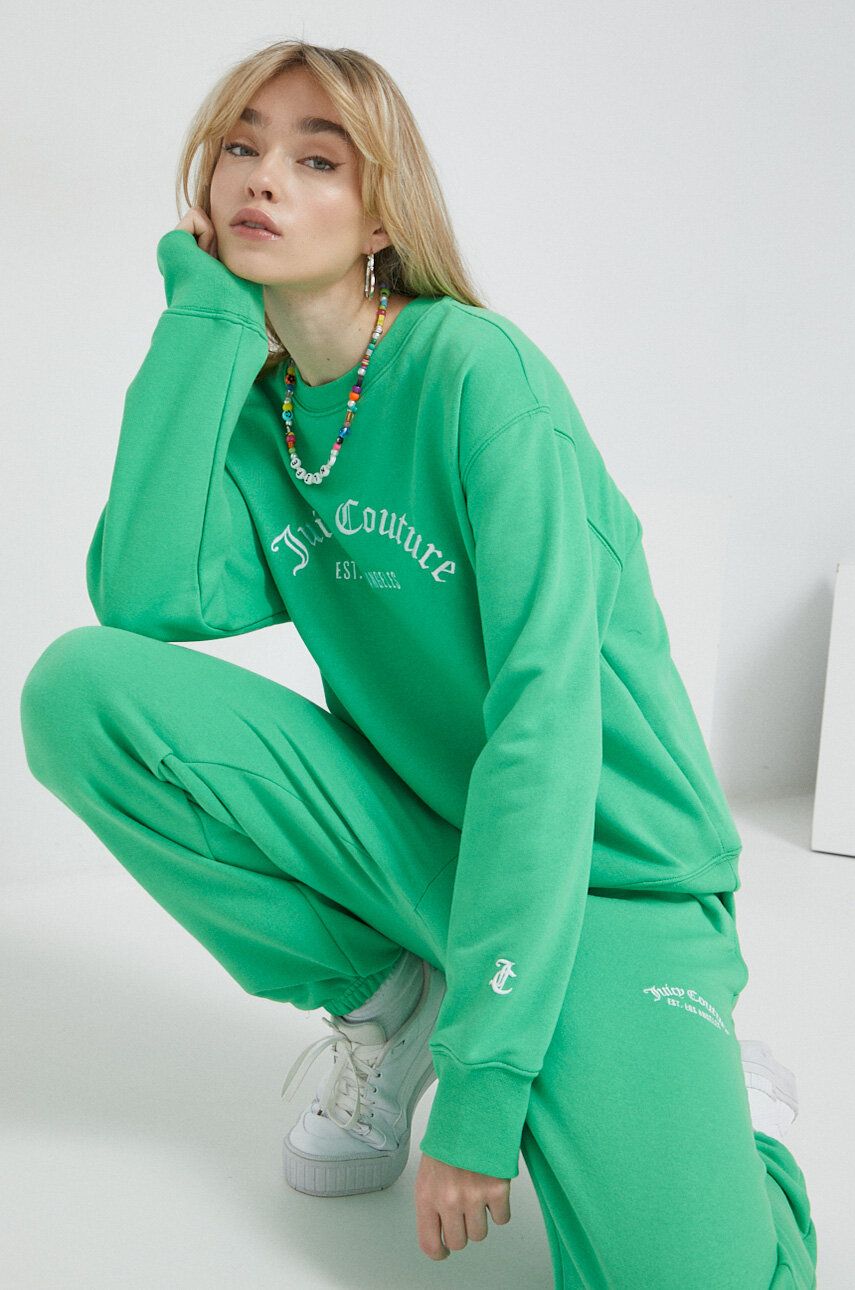 Juicy Couture bluza femei, culoarea verde, cu imprimeu