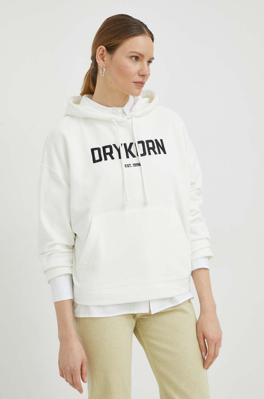 

Кофта Drykorn жіноча колір бежевий з капюшоном з аплікацією