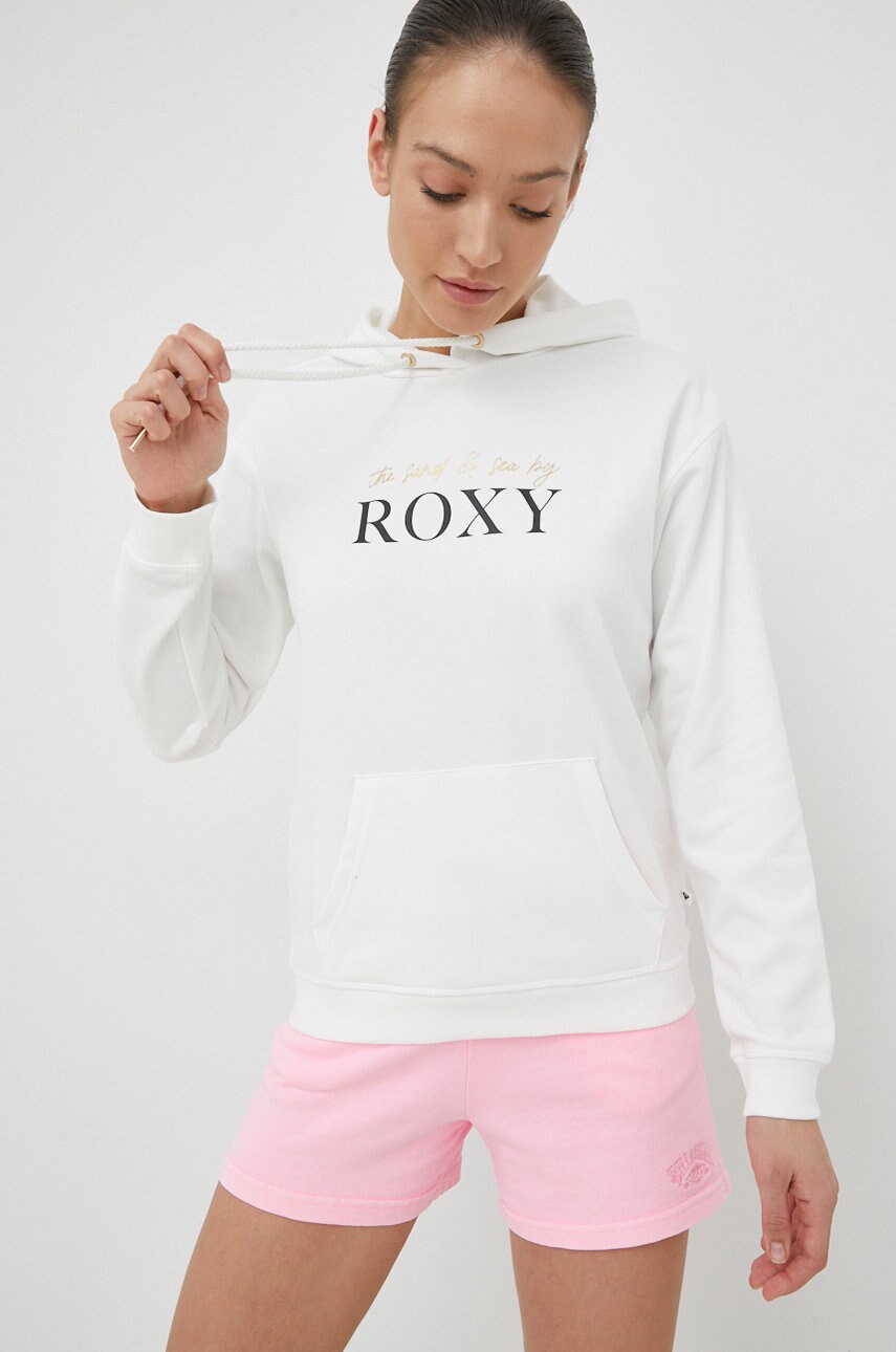 

Кофта Roxy жіноча колір білий з капюшоном з принтом