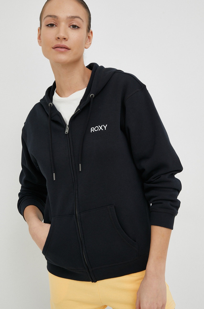 

Суичър Roxy в черно с качулка с изчистен дизайн, Черен