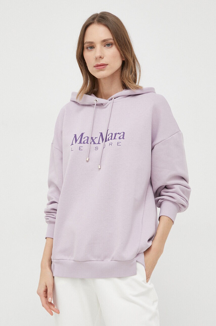 

Кофта Max Mara Leisure жіноча колір фіолетовий з капюшоном з принтом