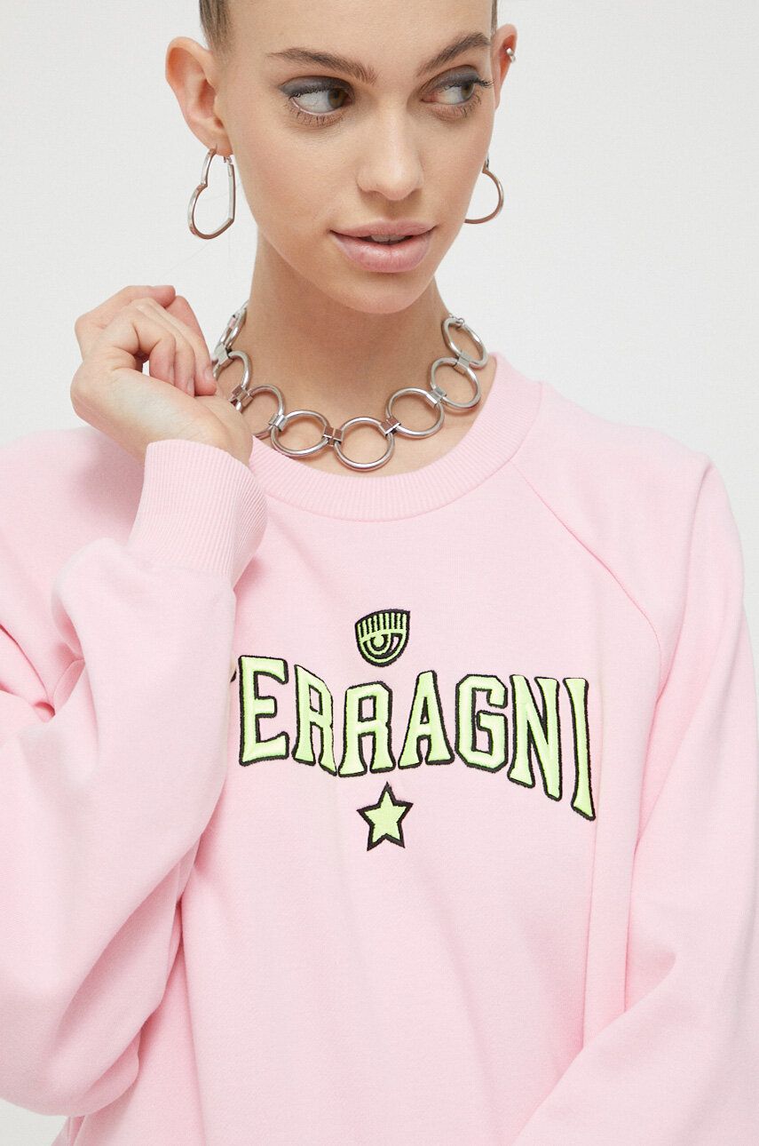 Chiara Ferragni bluza femei, culoarea roz, cu imprimeu answear.ro