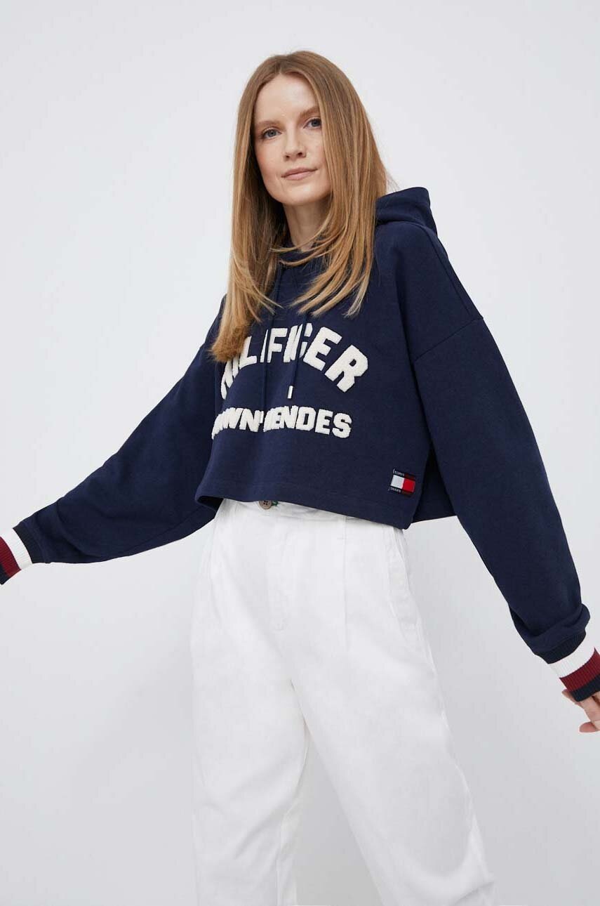 

Кофта Tommy Hilfiger женская цвет синий с капюшоном узор