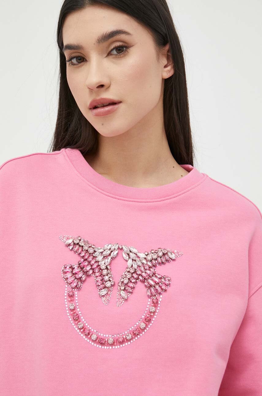 

Хлопковая кофта Pinko женская цвет розовый с аппликацией