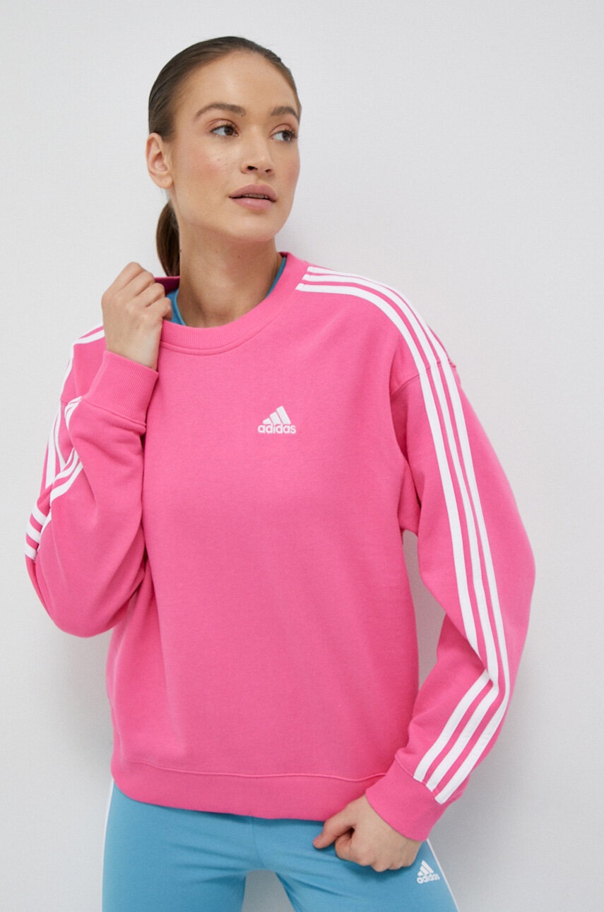 

Хлопковая кофта adidas женская цвет розовый с аппликацией