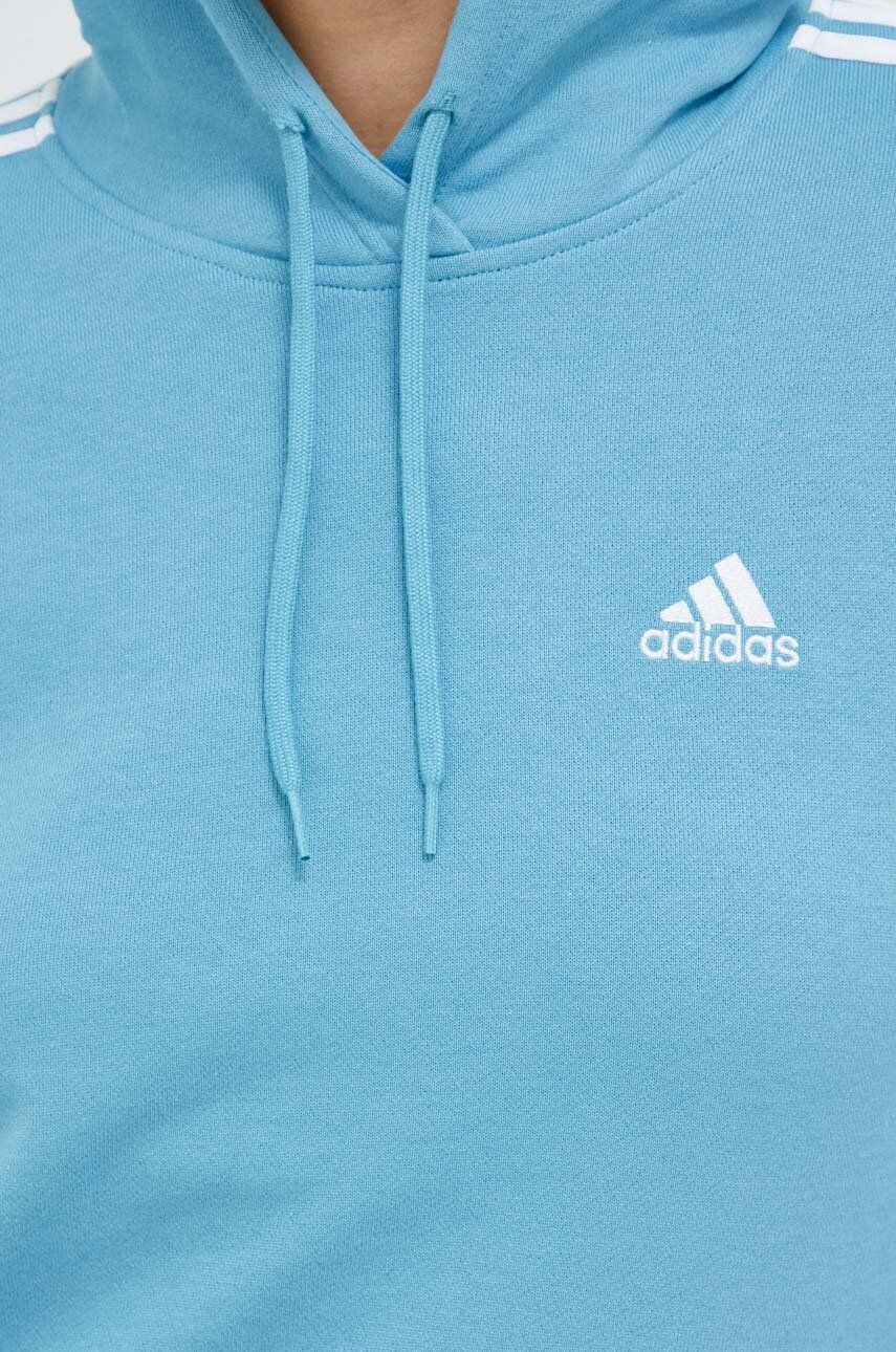 Pamučna dukserica adidas za žene, s kapuljačom, s aplikacijom