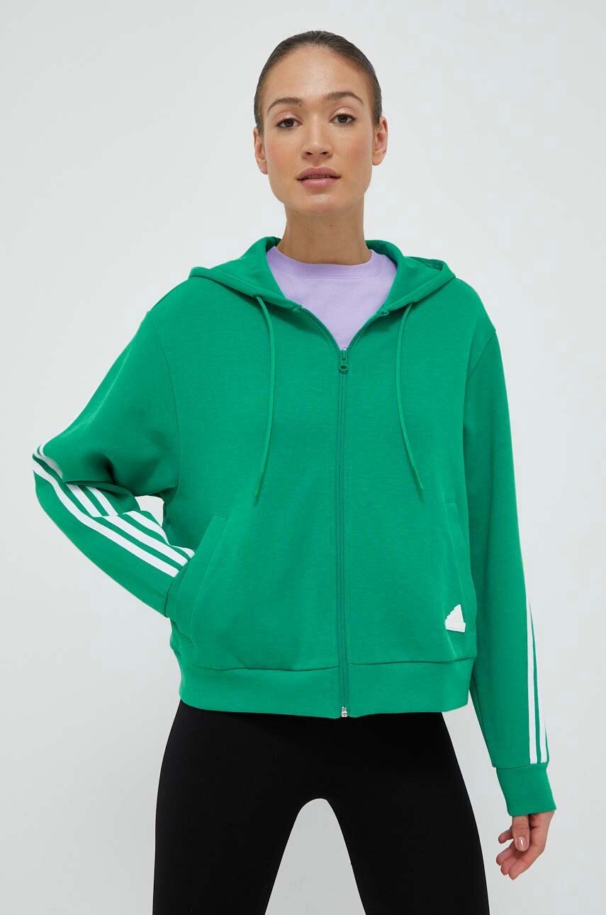 

Суичър adidas в зелено с качулка с апликация, Зелен