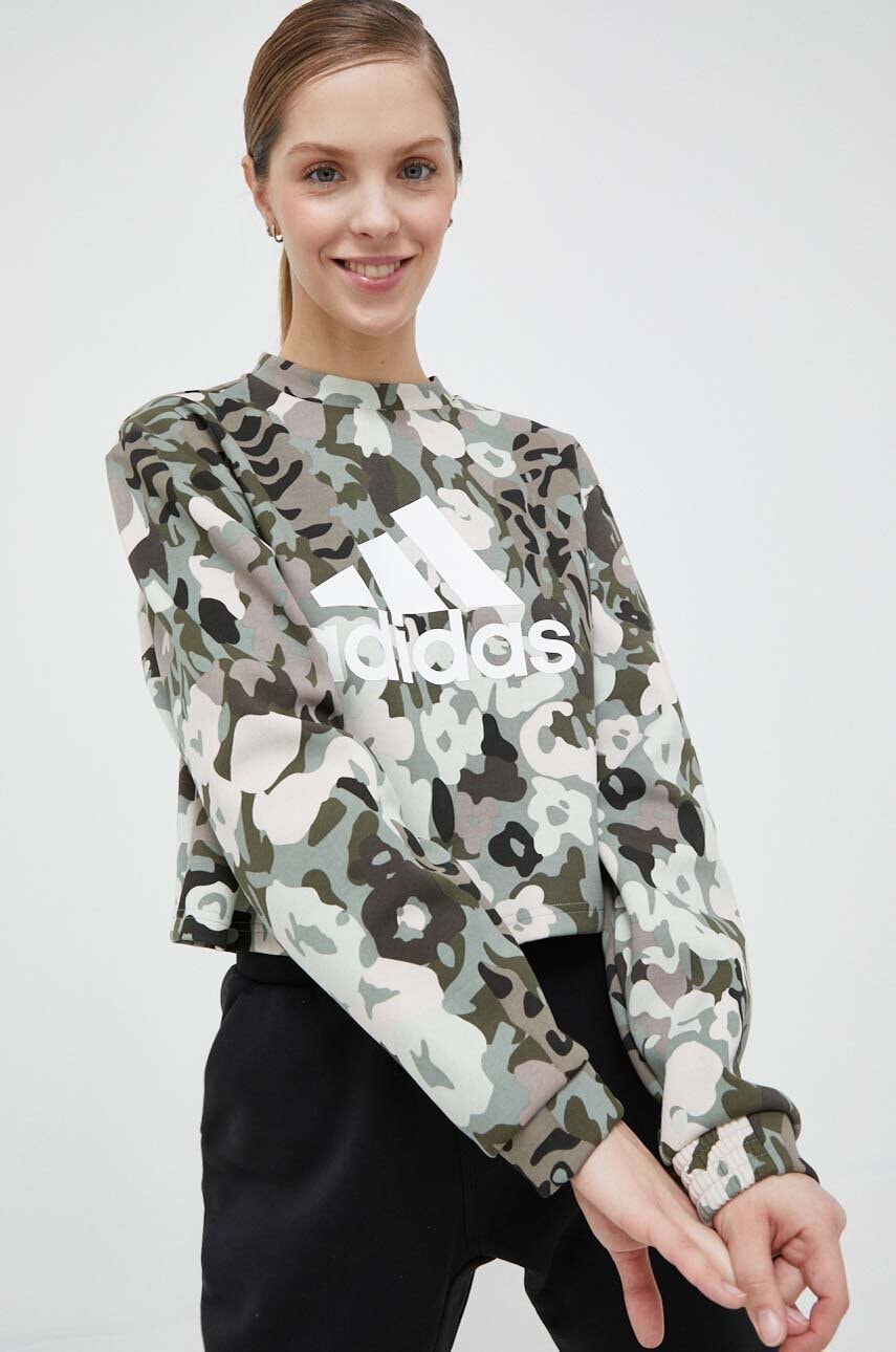 Adidas bluza femei, culoarea verde, modelator