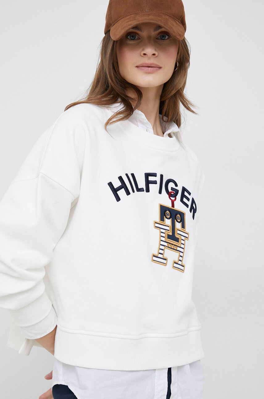 

Хлопковая кофта Tommy Hilfiger женская цвет белый с принтом