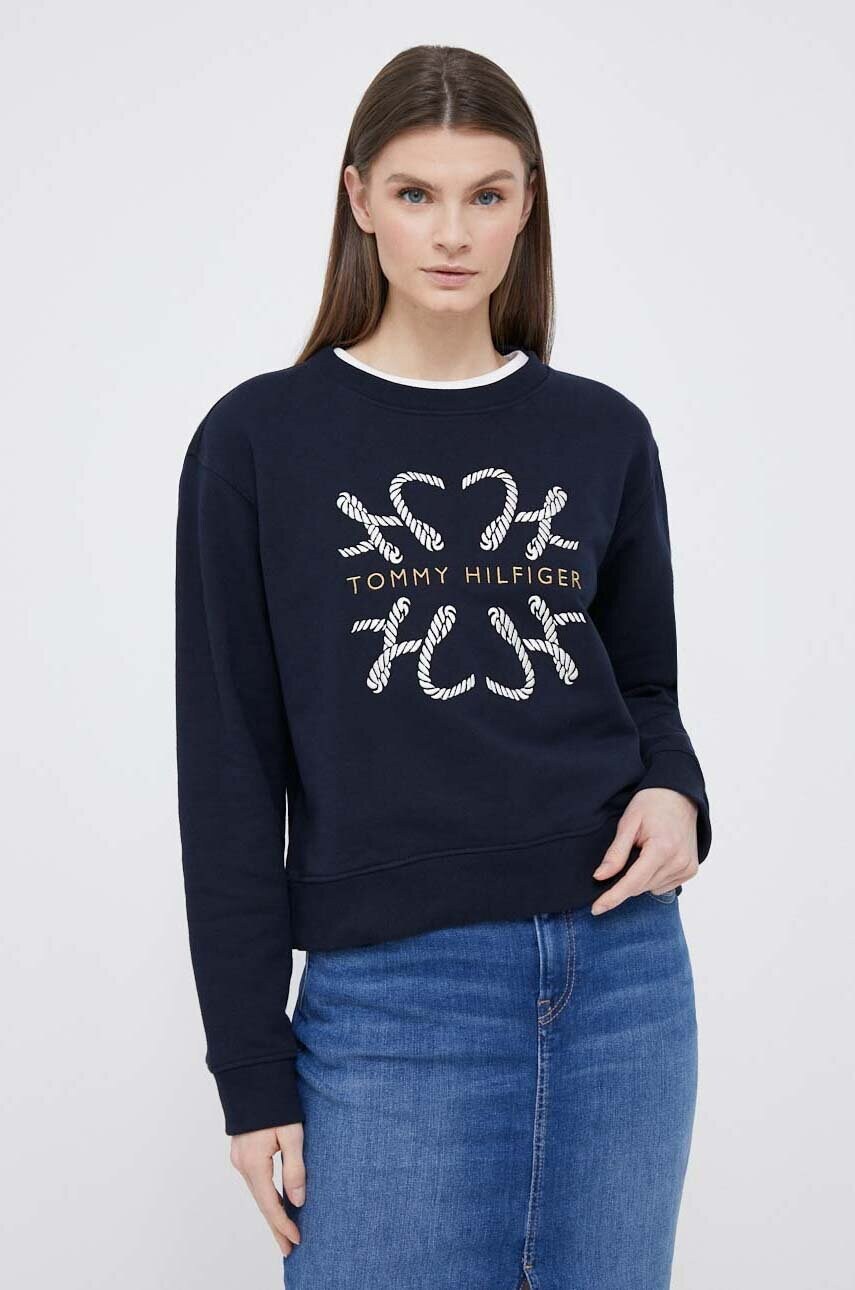 

Бавовняна кофта Tommy Hilfiger жіноча колір синій з аплікацією