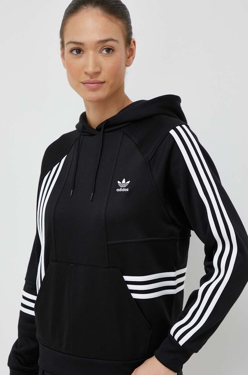 

Кофта adidas Originals жіноча колір чорний з капюшоном візерунок