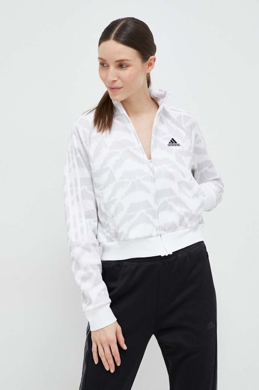 Mikina adidas dámská, bílá barva, vzorovaná - bílá -  70 % Recyklovaný polyester